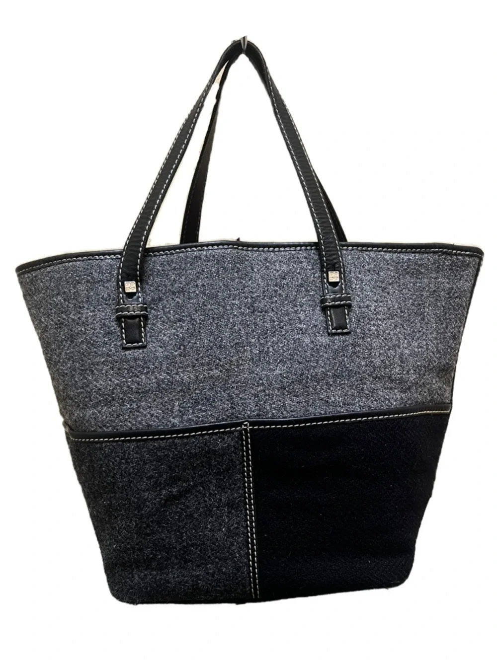 Kate Spade Vintage Wool Grey Patchwork Tote - Picture 2 of 16